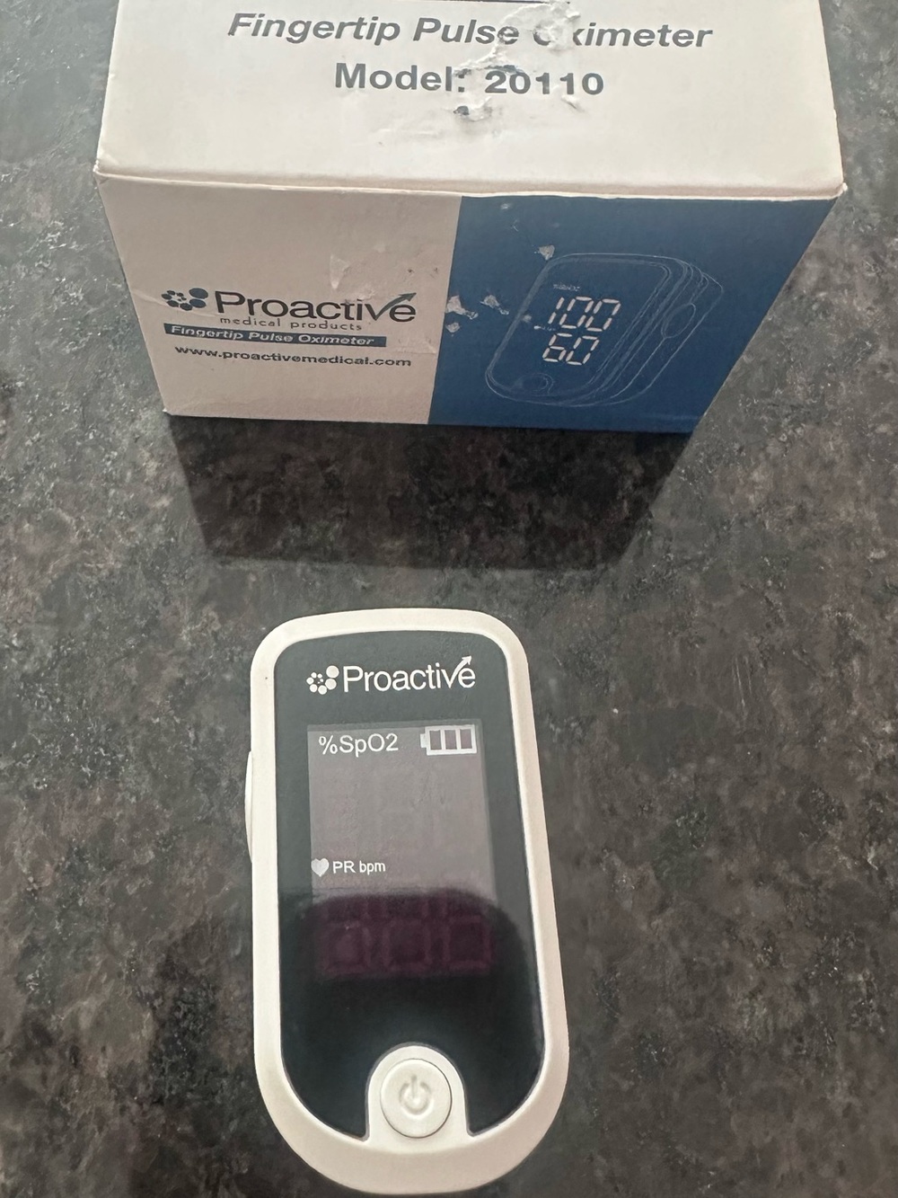 Proactiv White and Black Fingertip Pulse Oximeter Model 20110